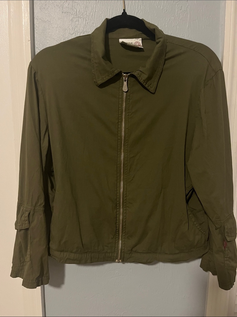 Women's XCVI Olive Green Zip-Front Lightweight Jacket